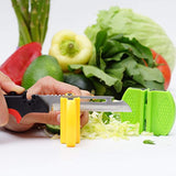 Organic Wizzard Kitchen Knife with Cutting Board and Finger Guard, 6 in 1 Universal Scissors Food Chopper, Slicer, Cutter, Dicer for Vegetables Fruits Meat and Cheese [Upgraded Version] (Color1)