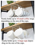 Bafvt Coffee Mug Holder - 304 Stainless Steel Cup Rack Under Cabinet, 10Hooks, Fit for the Cabinet 0.8" or Less