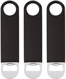 QLL 3 Pack 7" Speed Openers, Heavy Duty Stainless Steel Flat Beer Bottle Opener, Black Rubber Coated Bottle Opener Bartender