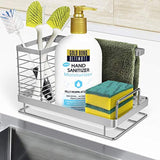 ODesign Kitchen Sink Caddy Organizer Sponge Soap Brush Holder with Drain Pan Stainless Steel