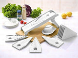 Mandoline Slicer w/ 5 Blades - Vegetable Slicer - Food Slicer - Vegetable Cutter - Cheese Slicer - Vegetable Julienne Slicer with 5 Surgical Grade Stainless Steel Blades (White)