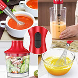 Electric Hand Immersion Blender, 4 -in- 1 Hand Mixer with 500ml Food Chopper, 600ml Beaker, Balloon Whisk, Stainless Steel Blending Shaft by Comfee