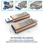 Photo Stick Mobile for iPhone USB Flash Drive 256GB GUORUI USB Memory Stick 256GB for iPhone X XR XS MAX 6 7 8 Plus iPad Pro External Storage for iPhone iPad PC Android Micro USB Jump Drive Thumb Glod