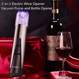 Electric Wine Bottle Opener Cordless 2-in-1 Vacuum Pump and Bottle Opener with Markable Wine Stopper,  Foil Cutter and Collectible Recharging Base