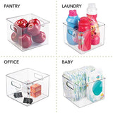 mDesign Kitchen Pantry and Cabinet Storage and Organization Bin - Pack of 4, 8" x 8" x 6", Clear