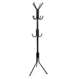 TOPVORK Standing Coat Rack, Hanger Holder Hooks for Dress, Jacket, Hat and Umbrella, Tree Stand with Base Metal, Black