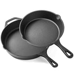 Pre-Seasoned Cast Iron Skillet 2 Piece Set (12.5 inch & 8 inch Pans) Best Heavy Duty Professional Restaurant Chef Quality Pre Seasoned Pan Cookware Set - Great For Frying, Saute, Cooking Pizza & More