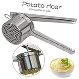 Potato Ricer, Warmhoming Stainless Steel Potato Masher for Fruit and Vegetables