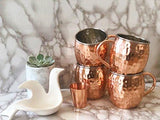 Set of 4 Moscow Mule Copper Mugs with Stainless Steel Lining and Shot Glass in Gift Box, Premium Food Safe Double Wall Heavy Copper Cups for Everyday Use