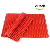 Silicone Baking Mat, 2 Pcs Holoko Non-stick Cooking Mats, Oil Drain and Pyramid Design for Turkey,Pizza and Cookie Sheet - 16" x 11.5"