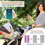 Battery Operated Stroller Fan Clip on Table Fan 40+ Hours Desk Fan Quiet Fan 360° Rotation 4400mah With Power Bank Function Mini Fan for Outdoor Sports Activities