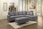 Homelegance Barrington 109" x 108" PU Leather Chaise Sofa, Gray