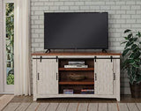 Martin Svensson Home Taos 65" TV Stand, Antique White & Aged Distressed Pine, Antique White and Aged Distressed Pine