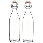 Seacoast Clear Glass Bottle with Swing Top Stopper, 33.75 Oz Round Pack of 4