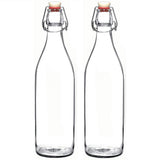 Seacoast Clear Glass Bottle with Swing Top Stopper, 33.75 Oz Round Pack of 4