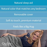 Quility Premium Adult Weighted Blanket & Removable Cover | 20 lbs | 60"x80" | for Individual Between 170-230 lbs | Full Size Bed | Premium Glass Beads | Cotton/Minky | Grey/Navy Blue