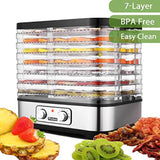 Food Dehydrator Machine, BPA Free Drying System With Nesting Tray - For Beef Jerky Preserving Wild Food and Fruit Vegetable Dryer in Home Kitchen (Button/ 7-Tray)