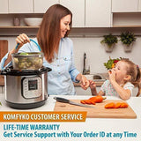 Komfyko Steamer Basket 6 Quart [8qt Available] - Compatible With Instant Pot Accessories 6 qt and Other Pressure Cooker Brands - IP Stainless Steel Insert with Silicone Handle and Feet for InstaPot.