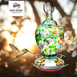 Best Home Products Hummingbird Feeder with Perch - Hand-Blown Glass Feeders | Autumn Impressions (Multi)