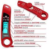 Kizen Instant Read Meat Thermometer- Waterproof Ambidextrous Thermometer with Backlight & Calibration.