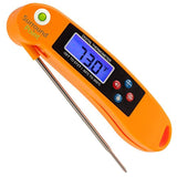 Digital Thermometer Talking Instant Read- Electronic BBQ- Great for Barbecue, Baking, Grilling, Cooking, All Food & Meat, Liquids- Collapsible Internal long Probe (Orange) By Surround Point