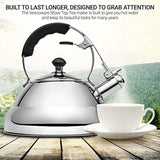 Tea Kettle for Stovetop - Whistling Teapot for Induction Stove Top - 3L Rust Resistant Quick Boiling Stainless Steel Whistle Pot plus Loose Tea Maker Infuser by Vescoware