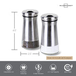 Premium Salt and Pepper Shakers with Adjustable Pour Holes - Elegant Stainless Steel Salt and Pepper Dispenser - Perfect for Himalayan, Kosher and Sea Salts - Spices