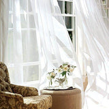 2 Panel Sheer Curtains White 84 inch Living Room Drapes Window Curtain Voile Sheers Linen Textured