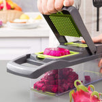 Braviloni Vegetable Chopper Slicer, 7-in-1 Multi-Function Chopper and Grater with Hand Protector, Interchangeable Blades