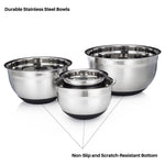 Sterline Stainless Steel Mixing Bowl Set of 4 w/Lids, Non-Slip Mixing Bowls .75, 1.5, 3, 5-Quarts w/Measurement Displayed Inside, Small-Large Nesting Bowls, Cooking and Kitchen Essentials, Silver