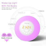 Sunrise Alarm Clock, Wake Up Light with 6 Nature Sounds, FM Radio, Color Light, Bedside Sunrise Simulator (White)