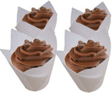 Premium Disposables 200 White Tulip Style Baking Cups Cupcake Liners Wrappers, Oven Safe Parchment Baking Liners. Large Size 2 3/4-4 Inches.