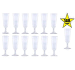 140 pc Plastic Classicware Glass Like Champagne Wedding Parties Toasting Flutes Party Cocktail Cups (Silver Rim)