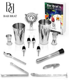 Premium 14 Piece Cocktail Making Set & Bar Kit by Bar Brat ™ / Free 130+ Cocktail Recipes (Ebook) Included/Make Any Drink With This Bartender Kit