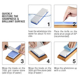 Sharpening Stone 1000/6000 2 Sides, Knife Sharpening Whetstone Grits with NonSlip Bamboo Base & Angle Guide, Kitchen Tools