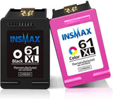 INSMAX Remanufactured Ink Cartridges Replacement for HP 61XL 61 XL to use with Envy 4500 Deskjet 1000 1510 1056 1512 1010 1055 OfficeJet 4630 Printer (1 Black, 1 Tri-Color)