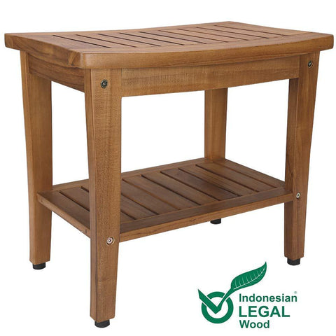 Teak Shower Bench, Teak Shower Stool, 18" Teak Wood Bath Spa Shower Stool Corner Bench Stool, All Teak Wood Corner Seat Shower Bench/Stool,Assembly Required