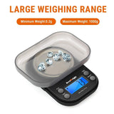 AccuWeight Mini Pocket Gram Scale for Jewelry Digital Food Kitchen Scale with Tare and Calibration 1000 by 0.1g Weight Scale