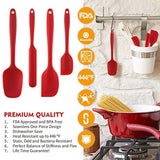 Silicone Spatula set : U-Taste 450ºF Heat-Resistant Spatula - One Piece Seamless Design, Non-Stick Silicone Rubber with Reinforced Stainless Steel Core (4 Piece Set, Red)