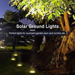 Solar Ground Lights, 8 LED Solar Disk Lights Outdoor Waterproof for Garden Yard Patio Pathway Lawn Driveway Walkway- Warm White (8 Pack)