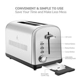 Home Gizmo 2 Slice Toaster Cool Touch with Extra-Wide Slots 7 Browning Dials and Removable Crumb Tray, Brushed Stainless Steel, Silver