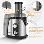 ELEHOT Juicer Machine Juice Extractor 800 Watt Wide Mouth Stainless Steel Dual-Speed Centrifugal Juicer for Fruits and Vegetable