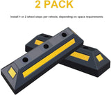 2 Pack Heavy Duty Rubber Parking Blocks Wheel Stop for Car Garage Parks Wheel Stop Stoppers Professional Grade Parking Rubber Block Curb w/Yellow Refective Stripes for Truck RV, Trailer 21.25"(L)