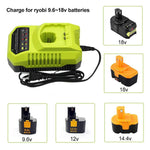 P117 Charger Dual Chemistry for Ryobi 18V 14.4V 12V 9.6V Battery Lithium Ni-Cd Ni-Mh P100 P102 P103 P104 P105 P107 P108