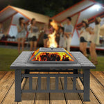 Bonnlo 32” Fire Pit Outdoor Wood Burning Table Backyard, Terrace, Patio, Camping - Includes Mesh Spark Screen Top and Poker