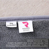 Richave Fleece Blanket King Size 350GSM Lightweight Blankets for The Bed Extra Soft Super Warm Sofa Throw 90" x 108"(Dark Grey King)