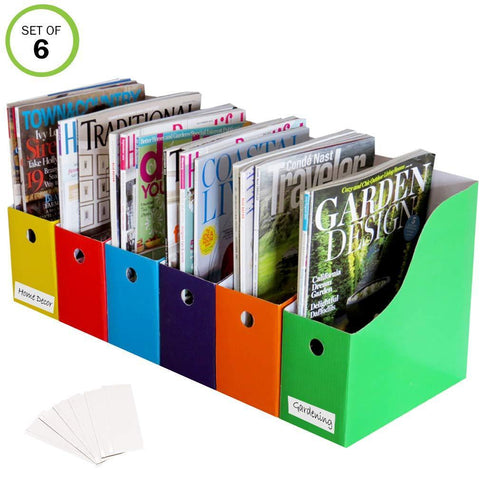 Evelots New Magazine File Holder-Organizer-Heavy Cardboard-4 Inch Wide-Set of 6