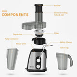 ELEHOT Juicer Machine Juice Extractor 800 Watt Wide Mouth Stainless Steel Dual-Speed Centrifugal Juicer for Fruits and Vegetable