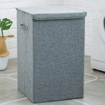 CLEEBOURG Large Laundry Clothes Hamper, Foldable Laundry Hamper with Lid and Handles, Easily Transport Laundry Dirty Clothes Basket, Grey Hamper for Closet, Bathroom, Dorm (90L)