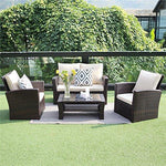 Wisteria Lane 5 Piece Outdoor Patio Furniture Sets, Wicker Ratten Sectional Sofa with Seat Cushions,Gray